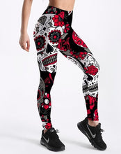 Load image into Gallery viewer, Qickitout Leggings Hot Sell Women's Skull&amp;flower Black Leggings Digital Print Pants Trousers Stretch Pants Plus Size